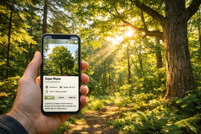 Tree Identifier app identifying a tree species by photo on iPhone
